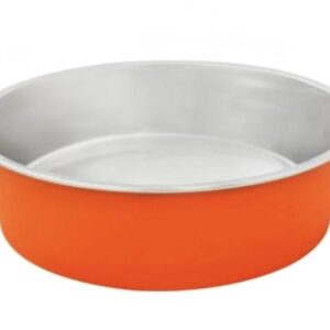 Πιάτο σκύλου ανοξείδωτο & πλαστικό, πορτοκαλί, 1.50Lt